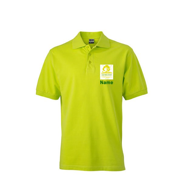 Polo Shirt Inklusive Streuobst Pädagogen Brustwappen / Namen sowie Rückendruck